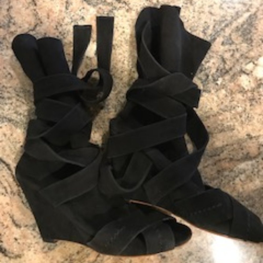 Boutique 9 Suede / Leather Wrap around Strap Boots